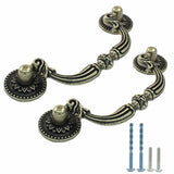 Kemcatui 6Pcs Vintage Drop Bail Pulls, 3.6 Inch Hole Center Bail Drawer Pulls Antique Bail Pull Handles, Retro Dresser Pulls for