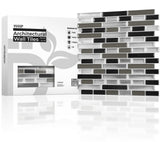 VViViD 11 Sheets Peel and Stick Faux Brushed Silver and Ceramic Black and Grey Wall Tiles, Self Adhesive Backsplash 12 x12