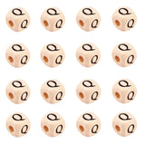KISSITTY 100pcs Letter Q Wood Beads for Key Chains Cube Wooden Beads 10mm Large Hole Natural Square Alphabet Wooden Loose Beads