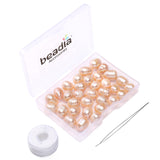 BEADIA Natural Pearl Beads Rice 9-10mm Pink Freshwater Cultured Loose Gemstone Beads for DIY Jewelry Making 13.8''/Strand HQ