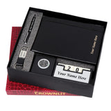 Crownlit 4 In 1 Notebook Diary,Metal Keychain And Pen With Desk Organiser Gift Set