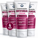 TenderGentle Clotrimazole Antifungal Cream for Skin - 4 oz. Tube, 4 Pack - Clotrimazole Cream for Jock Itch, Athletes Foot Treat