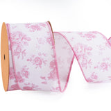 Laribbons Spring Floral Wired Ribbon, 2.5 Inch x 10 Yards, Pink Rose Ribbon for Wreath Making, Bows, Crafts & Decorative Use