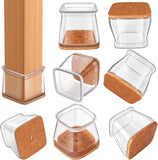 Chair Leg Floor Protectors (4 Pcs) Square Silicone Furniture Leg Caps with Felt Pads for Wooden, Tile & Marble Floors | AntiS
