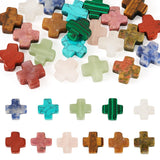 Beadthoven 22pcs Stone Cross Beads Mini Small Crucifix Cross Gemstone Beads 8mm Healing Crystal Jesus Faith Crosses Colorful Eas