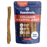 Pawstruck 2-in-1 Collagen Wrapped Jerky Natural Treats for Dogs - 5 Large Sticks - Limited Ingredient Grain Free for Small, Medi