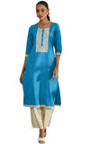 Libas Women'S Cotton Embellished Straight Kurta (37246 Blue