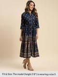 Rangita Navy Rayon Calf Length Printed Anarkali Kurti For Women | Kurta For Women_2Xl