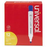 Universal Dry Erase Marker, Chisel Tip, Blue, Dozen