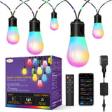 OUTON Outdoor String Lights, 46FT RGBAI Smart Festoon Lights Outdoor, Waterproof IP65, Remote & APP Control, Works with Alexa, G
