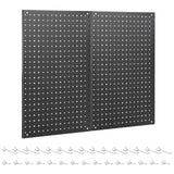ENJOYWOOD Pegboard, 2 PCS 24 16 Metal Peg Board Panels Black Modular Wall Organizer Kit with 30 Hooks, Dual-Size Hole Design fo