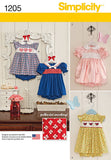 Simplicity 1205 Baby Dress and Bloomers Sewing Patterns, XXSL