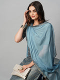Anni Designer Women'S Cotton Blend Straight Printed Kurta With Pant & Dupatta (Luis Firoji_L_Blue_Large),Blue,L,,,