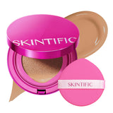 SKINTIFIC Pink Glow Cushion Foundation #5CN Cool Walnut| Medium Coverage, Natural Glow Finish, Moisturizing for Dry Skin, Lightw