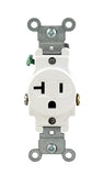 Leviton 10205801WSP 20Amp 125Volt Single Receptacle Electrical Power Outlet, White