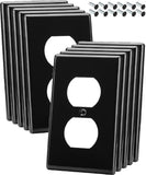 Bates- Metal Duplex Receptacle Wall Plate, 4.5 x 2.76/Standard Size, 10 Pack, Stainless Steel Outlet Covers Wall Plate, Electric