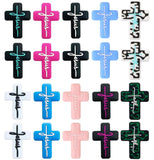 20Pcs Silicone Cross Beads Characters Focal Beads Mix Color Cross Shaped Bead Charms for Jewelry Making Rubber DIY Crafts Loose