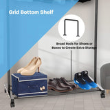 Heavy Duty Rolling Garment Rack with Adjustable 5-Tier Shoe Storage, Black