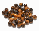 AD Beads Natural Gemstone 8mm Round Loose Beads Big Hole 2.5mm Sized 40pcs (Yellow Tigers Eye)