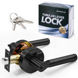 ANNFUZ Round Heavy Duty Entry Door Handle Lock with Keys,Reversible Door Lever for Left Right Side,Perfect for Interior Exterior