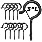 Ansxiy 10 PCS 3 inches Q-Hanger Hooks with Safety Buckle, Screw Hooks for Outdoor String Lights, Ceiling Hooks for Hanging Plant