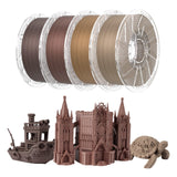 Chitu Systems Wood PLA Filament Bundle, 3D Printer PLA 1.75mm Cherry Walnut White Oak Teak with Real Wood Fiber, Using Reusable