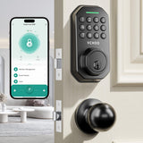 VCHOO Keyless Entry Door Lock with Handle App Control Door Locks for Front Door Anti-Peeping Password Smart Door Lock for Homes