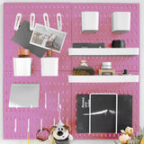 RIVTUN Wall-Mounted Pegboard Kit, 25.2 x 25.2 Organizer Panel - Large, Cost-Effective & Nail-Free Installation Pink