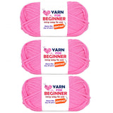 Hot Pink Yarn for Crocheting and Knitting Cotton Crochet Knitting Yarn for Beginners with Easy-to-See Stitches Easy Yarn for Beg