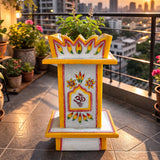 Mm Handicraft Marble Tulsi Vrindavan Pot Stand | Marble Stone Tulsi For Home Temple | Decorative Chowki Mandir, Indoor Outdoor G