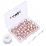BEADIA Natural Pearl Beads Rice 8-9mm Purple Freshwater Cultured Loose Gemstone Beads for DIY Jewelry Making 13.8''/Strand HQ