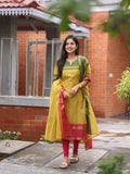 Anni Designer Women'S Rayon Viscose Straight Printed Kurta With Dupatta (Kozikod Yellow_Xxl_Yellow_Xx-Large),Yellow,2XL,Rayon,Casual,