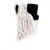 Plutus White Pink Snow Chinchilla Faux Fur Luxury Throw Blanket 114In X 120In