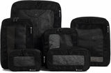 Compression Packing Cubes Set Nylon With Breathable Mesh Top (6 Piece, Black)