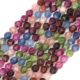 BEADIA Faceted Natural Tourmaline Agate Stone Round Beads 8mm 36cm/Strand for Jewelry Making