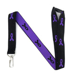 Vinylcation Purple Awareness Ribbon Lanyard For Supporting Alzheimers Fibromyalgia Lupus Epilepsy And Many More Great Causes! Keychain And Id Holder For Keys Or Badge | Durable Woven Polyester -Like New