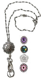 Hidden Hollow Beads Snap Button Interchangeable Lanyard, Women's Stainlesss Steel Chain ID Badge holder Teacher Cruise Keys Keyc