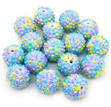 40Pcs Resin Rhinestone Beads 20mm, Round Pave Disco Charms, Chunky Bubblegum Beads, Rainbow Color Spacer Beads for DIY Crafts Su
