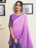 Satrani Women'S Georgette Dual Tone Ready To Wear Saree With Unstitched Blouse Piece (18Rs154Na_Pink & Navy Blue6)