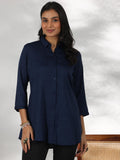 Libas Women'S Self Design Straight Tunic Shirt (58200_Blue Blue S