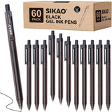 Sikao Black Gel Pens Bulk, 60 Pack Retractable Black Gel Ink Pens, 0.7mm Fine Point Smooth Writing No-Smear Gel Pens for Office,