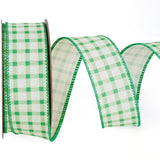 LaRibbons Gingham Burlap Ribbon Wired 1 1/2 Inch x 10 Yards, Light Green Check Plaid Ribbon for Wreaths, Gift Wrapping, Bows, We