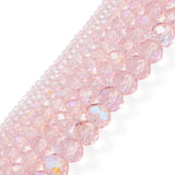 Elecrelive 490pcs Faceted Rondelle Pink Beads 3-10mm Briolette Pink Glass Crystal Loose Beads for DIY Beading Bracelet Necklace