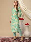 Gosriki Women'S Cotton Blend Straight Printed Kurta With Pant (Nissu Blue-Nh-Gs_Xl_Blue_X-Large),Blue,,B0D2NF57QX