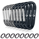 Rhino Produxs 8PCS of Lightweight Duty Snap Carabiner Clips, D Ring Shape Carabiner with 8PCS Keyring - Excellent for Outdoor, C