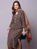 Anni Designer Women'S Cotton Blend Printed Straight Kurta With Pant & Dupatta Pack Of 2 (Combo-Nayantara Black-Mukhi Pink_Xxl_Multi_Xx-Large),Multicolour,2XL,,,