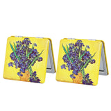 PDOZV Pocket Mirror for Women, 2 Pcs Square 2.8PU OilPainting Style Double Sided 1X/3X Mirror for Purse Travel Compact Mirro