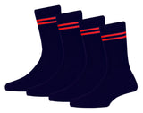 Rc. Royal Class Boys & Girls Navy Blue Colour With Red Strips Organic Cotton Calf Length School Socks (Pack Of 4 Pairs)(1214 Ye