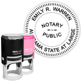 Round Notary Stamp for State of Louisiana- Self Inking Stamp - Top Brand Unit with Bottom Locking Cover for Longer Lasting Stamp