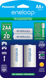 Eneloop Panasonic KKJS1MCA2BA D Size Battery Adapters AA 2100 Cycle Ni MH PreCharged Rechargeable Batteries, 2 D Adapters wi